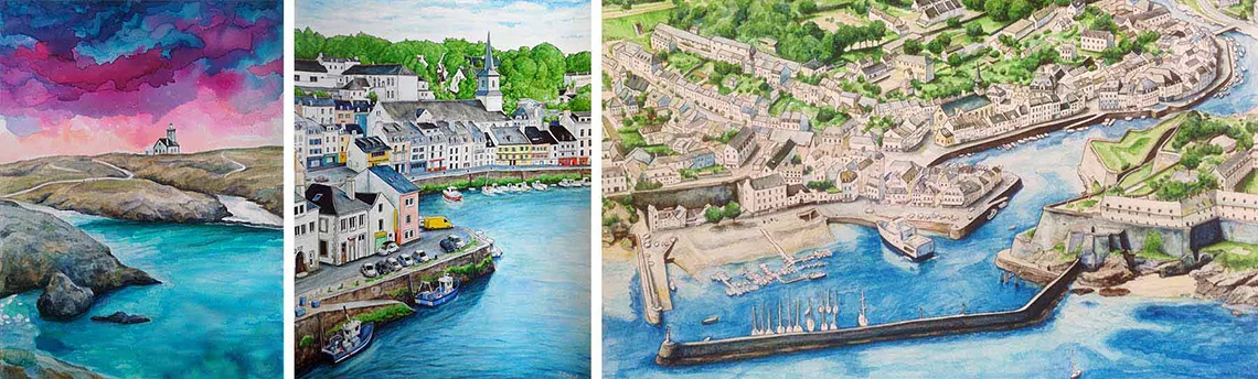 aquarelles de Belle-Ile en Bretagne
