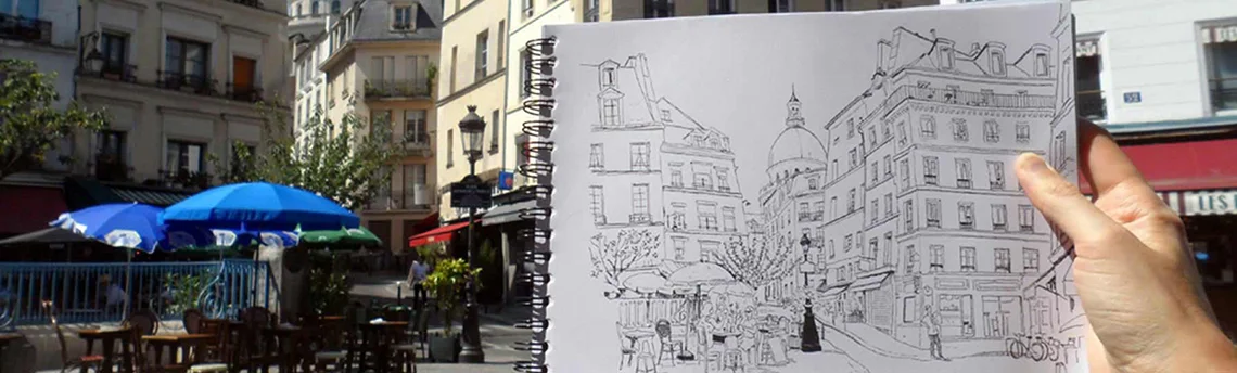 croquis à paris place Jacqueline de Romilly